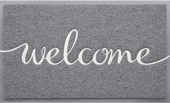 Durable Low Profile Floor Mat, Indoor and Outdoor, Non Slip Rug, Easy to Clean Welcome Mat, for High Traffic Areas, Entryway, Patio (36x24", Grey)