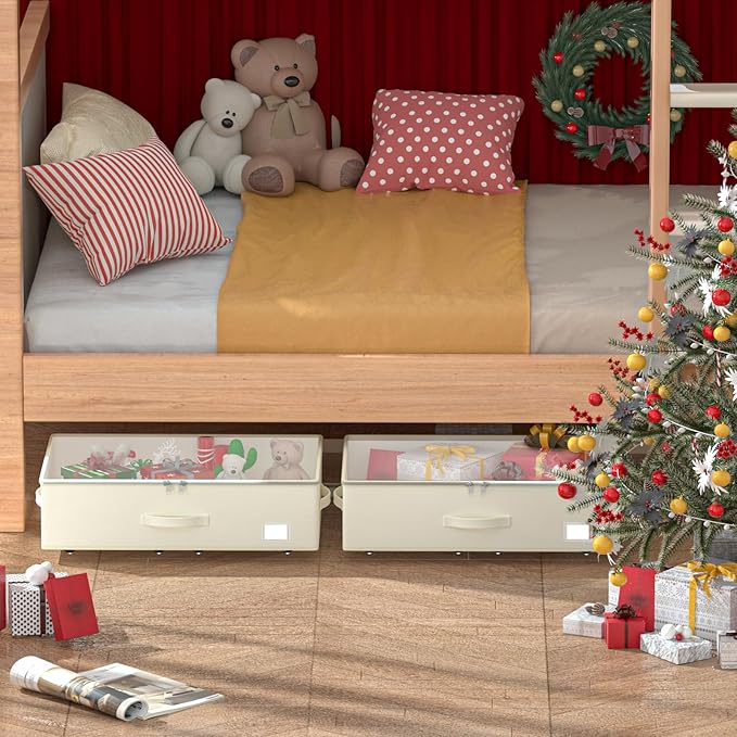 Under Bed Storage with Wheels, No Assemble Required 7.5 inches height Under Bed Storage bins,Large capacity Rolling Under bed Shoe Storage containers,dorm under bed storage drawers
