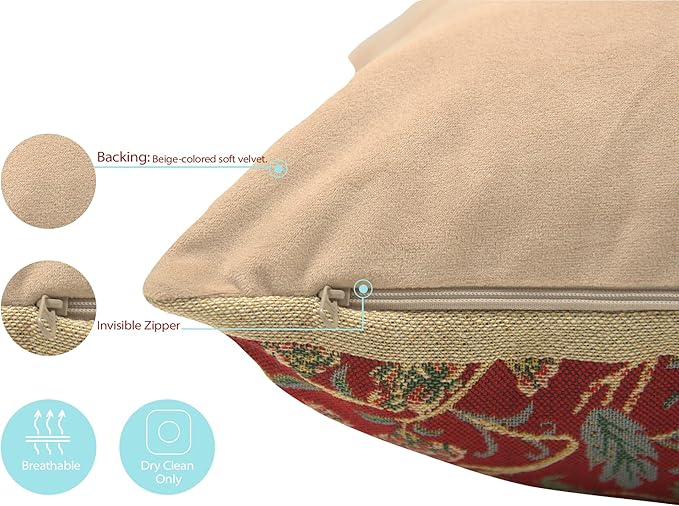 Charlotte Home Furnishings Bayeux Mont St. Michel Throw Pillow Cover 16" x 16" – Medieval Tapestry Cushion Case for Sofa, Couch, & Bed | Cotton Jacquard Woven in Europe | Insert Not Included