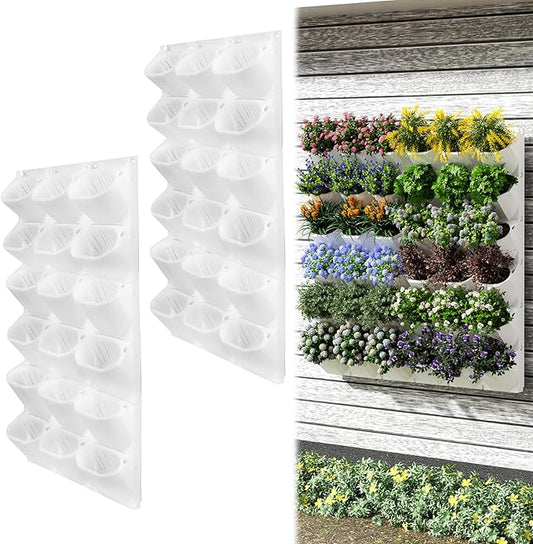 Self-Watering Vertical Wall Planter, 36 Pots Wall Mounted Garden for Indoor/Outdoor, Stackable Planter, Includes Panels, for Herbs, Flowers & Vegetables (White)