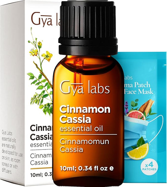 Gya Labs Cinnamon Cassia Essential Oil - 0.34 Fl Oz - 100% Pure Natural Cassia Oil for Hair & Skin, Diffuser, DIY Recipes & Candle Making Scent