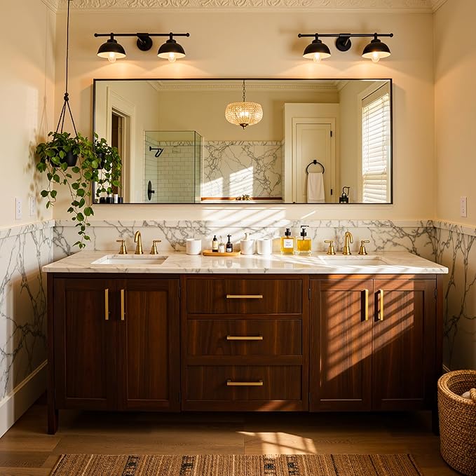 60"x28" Black Framed Bathroom Mirror, Large Rectangular Vanity Mirror, Aluminum Metal Frame, Wall Farmhouse Modern Wall-Mounted Mirrors for Bathroom, Bedroom, Living Room, Over Sink