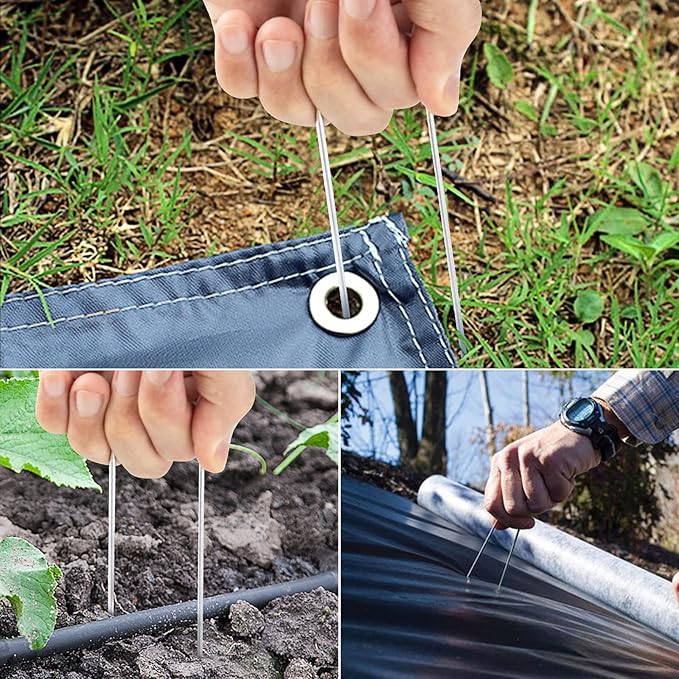 6 Inch Landscape Staples, More Thicker Heavy Duty 8 Gauge Galvanized Landscape Stakes, 125 Packs Garden Staples for Lawns, Weed Barriers, and Landscape Fabrics, Irrigation Hose, Tent Pegs 