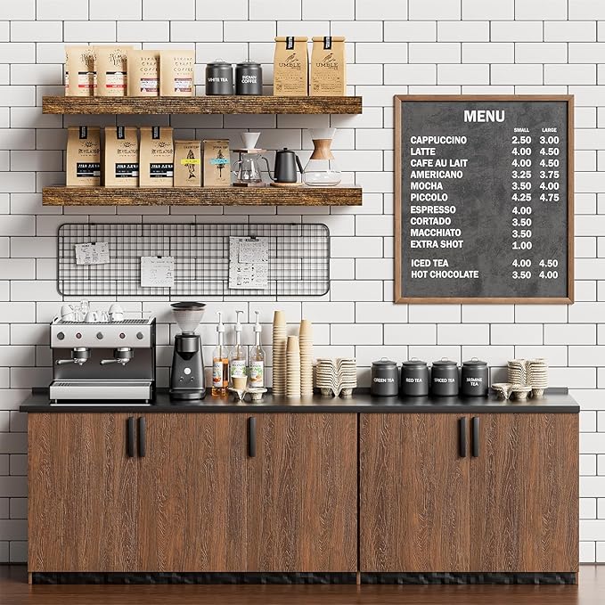 Heimlove 32 Inch Floating Shelves for Wall,Rustic Brown 9.3" Deep Floating Shelf Set of 2,Wall Mounted Shelves for Bathroom Bedroom Living Room Kitchen Office,Shelf for Books Storage Room,Home Decor