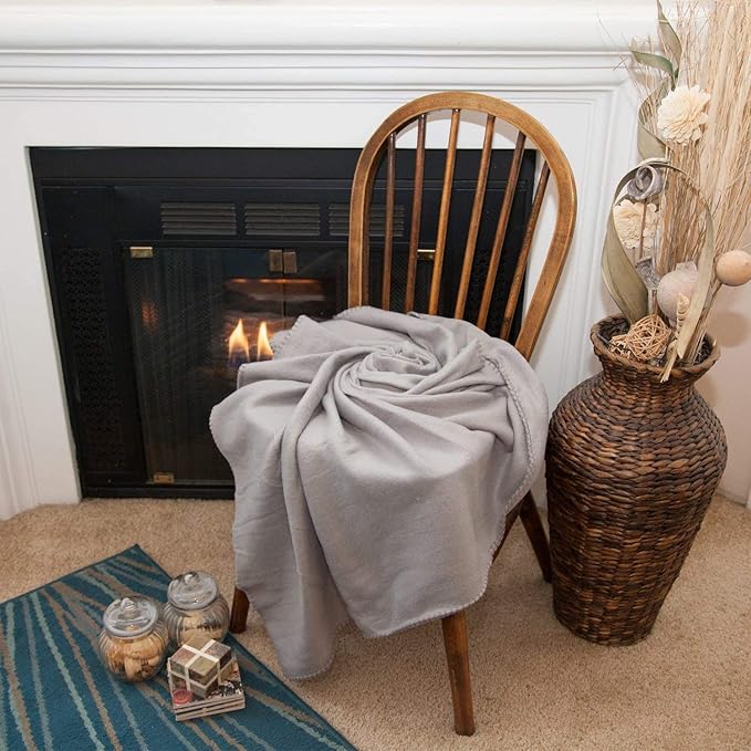 50x60 Throw Blankets, Ultra Soft Hypoallergenic Fleece Fall Throw Blanket for Livingroom, Couch, Chair, Bed, Grey Heather