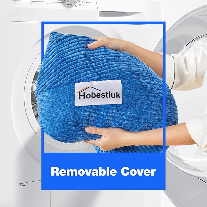 Hobestluk 4.5FT Bean Bag Chair Giant Bean Bag Chair with Filler Included Adult Bean Bag Chairs with Removable Cover for Bedroom Living Room (Jumbo, Blue)