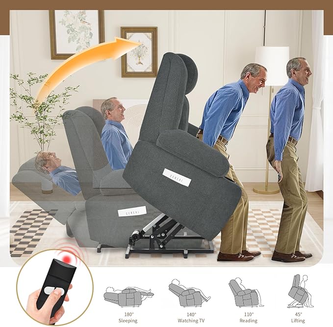 Oversize Power Lift Recliner Chair for Big and Tall with Extended Footrest, Large Electric Lift Chairs, 400lbs Capacity, Remote Control, Cup Holders & Side Pockets