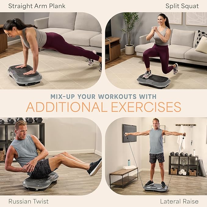 Lifepro Waver Vibration Plate Exercise Machine – High-Intensity Vibration for Muscle Activation, Full-Body Workout Vibrating Platform with Loop Bands, Fitness Equipment for Strength Toning & Fat Loss