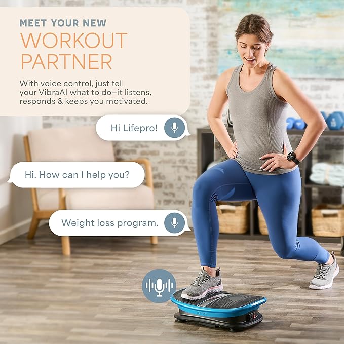 Lifepro Voice Controlled Vibration Plate – Whole Body Vibrating Platform, Curved Ergonomic Design – Supports Lymphatic Drainage, Muscle Relaxation & Recovery – Remote Watch, 265 lb Max Load