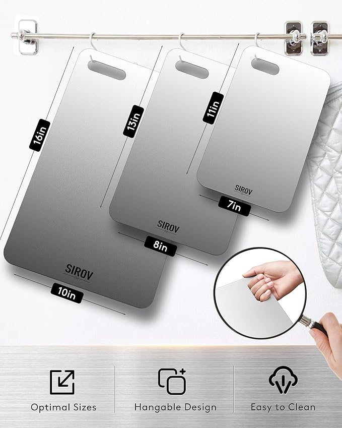 Titanium Cutting Board, 100% Pure Titanium Cutting Boards For Kitchen, Best Non Toxic titanium chopping board, Dishwasher safe, Hygiene and Durability for Meat, Fruit, and Vegetables (3PCS)