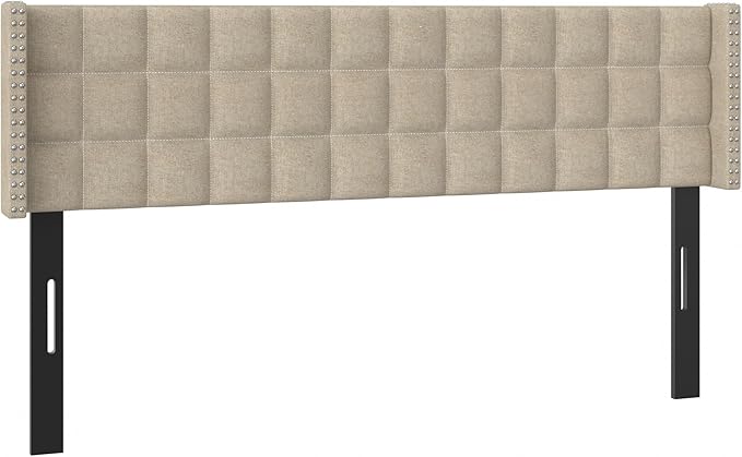VECELO Headboard King Size, Linen Upholstered Headboards Only with Nailhead Trim Wingback, Square Stitched Design, Adjustable Height from 40" to 49.8", Oatmeal