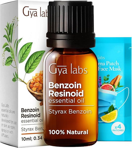 Gya Labs Benzoin Resinoid Essential Oil for Skin - 0.34 Fl Oz - 100% Pure Natural Benzoin Resinoid Oil for Hair, Diffuser, Candle Making Scent