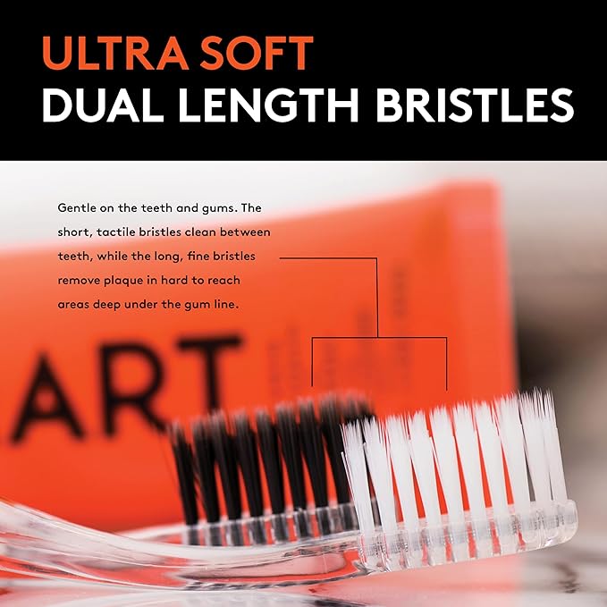 LINHART Extra Soft Toothbrush – Teeth Whitening Toothbrush with Multi Length Bristles, White with White Bristles, 2 Pack