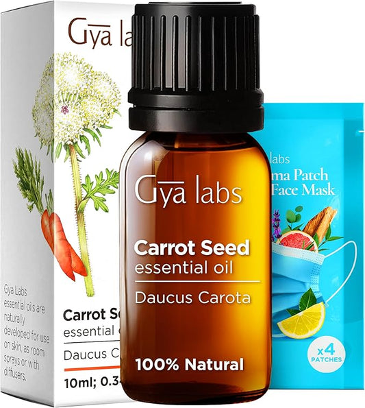 Gya Labs Carrot Seed Essential Oil - 0.34 Fl Oz - 100% Pure Natural Carrot Oil for Skincare, Hair, Scalp & Aromatherapy, Massages ,DIY &Candle Making Scent