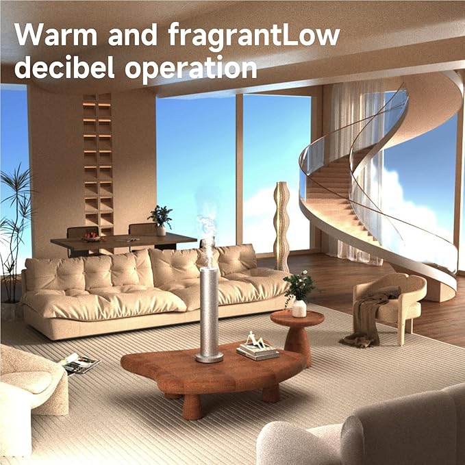 Wireless Essential Oil Diffuser: Smart Anti-Tip Aroma Diffuser with 3 Mist Modes, 1200 sq ft Coverage, Bluetooth Remote Control, Timer, Quiet Metal Body for Hotel Office Bedroom Large Home