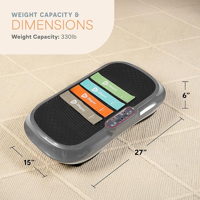 Lifepro Waver Vibration Plate Exercise Machine – High-Intensity Vibration for Muscle Activation, Full-Body Workout Vibrating Platform with Loop Bands, Fitness Equipment for Strength Toning & Fat Loss