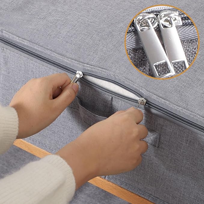 Underbed Storage Box, 23.6 x 11.8 x 5.9 Inch Clothes Organizer With Sturdy Structure and Reinforced Handles for Blanket, Sheets, Pillows, Towels, Shoes, Grey, 1 Pack
