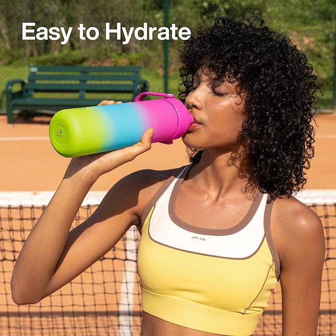 Insulated Water Bottle with Straw Stainless Steel Water Bottle, Leak-Proof, BPA-Free, Double Wall Vacuum Keeps Cold for 24 Hours for Sports, Travel, School (18 oz, Lime Sorbet)