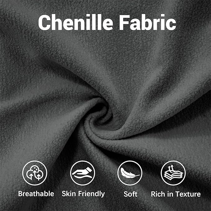 Modern L-Shaped Couch, 4-Seater Cloud Couch, Oversized Loveseat Sectional Sofa, Chenille Fabric, Grey