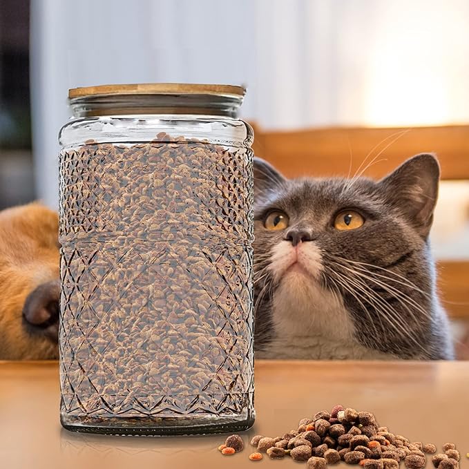 Large Glass Storage Jar, Glass Food Storage Containers with Bamboo Lid, Kitchen Containers Cereal Canisters Decorative Jar for Candy Snack Cookies Coffee Tea Nuts Airtight Glass Jars (Extra Large)