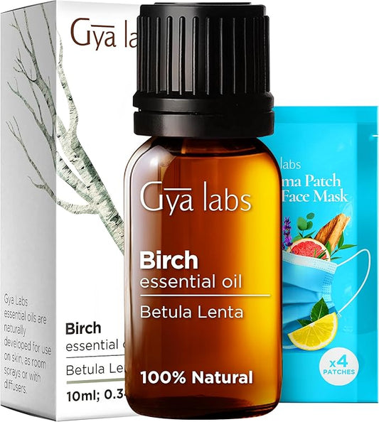 Gya Labs Birch Essential Oil for Diffuser - 0.34 Fl Oz - 100% Pure Natural Birch Oil for Skin, Massage, Perfumes&Candle Making Scent