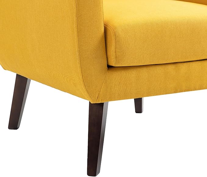 UIXE Accent Chair, Modern Upholstered Armchair Mid-Century Arm Chair in Fabric for Living Room, Comfy Single Sofa Seats Button Tufted Reading Seating, Yellow