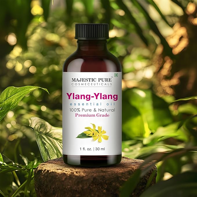Majestic Pure Ylang Ylang Essential Oil with Glass Dropper - 1 Fl Oz - 100% Pure and Natural Ylang Ylang Oil - Premium Grade Essential Oils for Diffuser, Aromatherapy, Soap and Candle Making