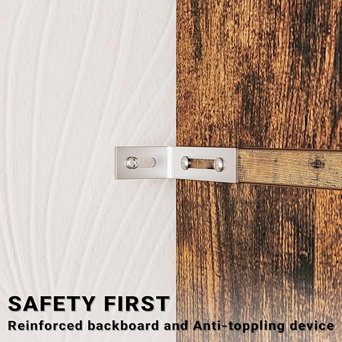 IRONCK Kitchen Pantry 72" Height, with 8 Hanging Shelves, 2 Drawers and Open Storage Cabinet, Freestanding Cupboard for Dining Room Living Room,Vintage Brown