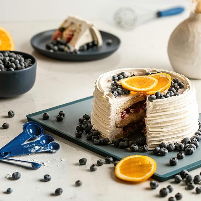 SMIRLY Plastic Cutting Board Set 3 Pieces, Non-Slip Dishwasher Safe Chopping Boards for Kitchen, Blue