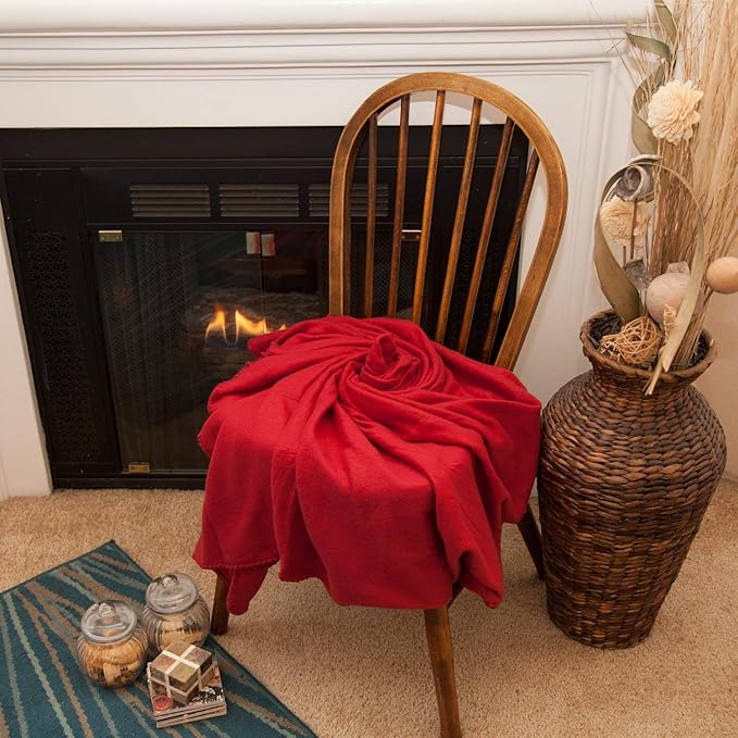 50x60 Throw Blankets, Ultra Soft Hypoallergenic Fleece Fall Throw Blanket for Livingroom, Couch, Chair, Bed, Red