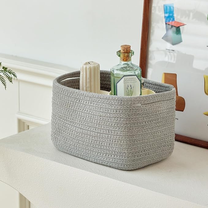 Small Baskets Set of 3-11"x7"x7" Perfect Toy Baskets for Storage, Ideal Storage Basket for Cube, Towels, and More - Basket for Shelves (Grey)