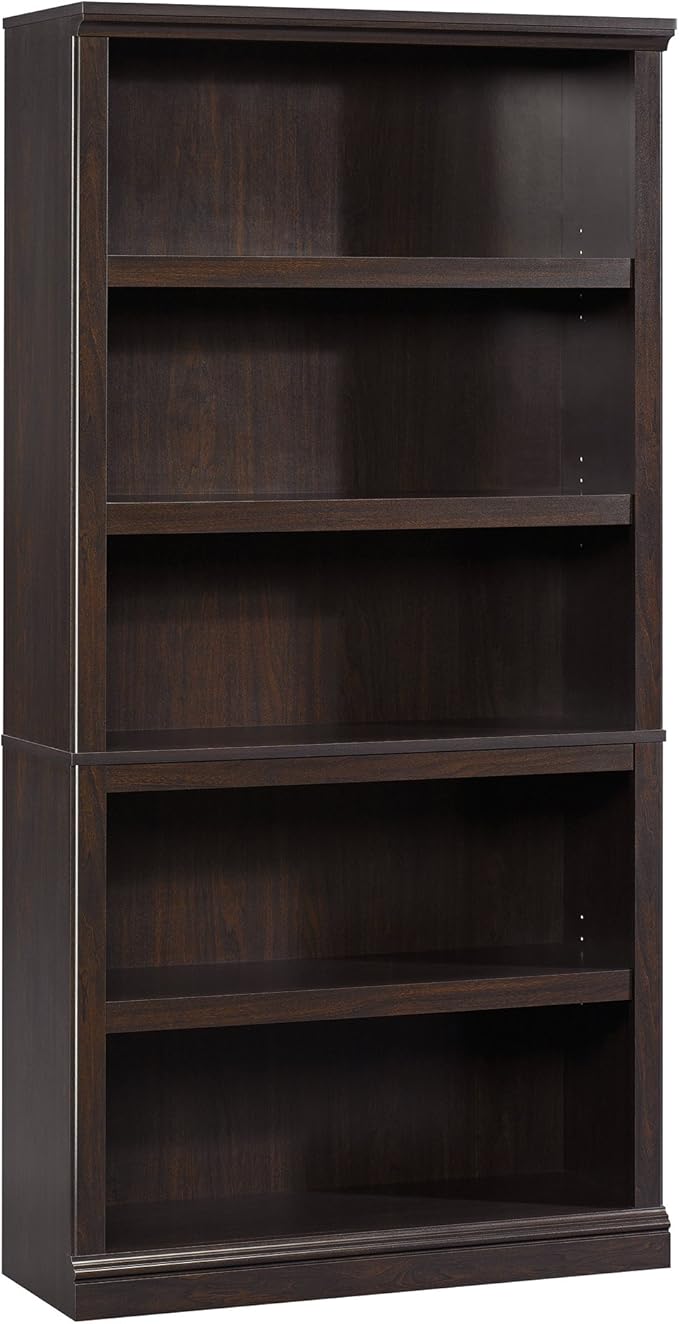 Sauder Miscellaneous Storage 5 Bookcase/Book Shelf, L: 35.28" x W: 13.23" x H: 69.76", Jamocha Wood