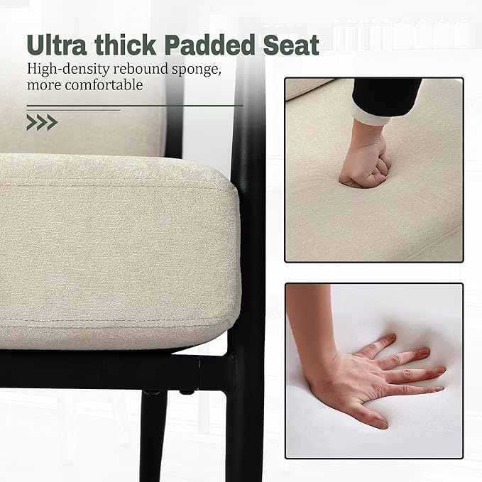 Modern Accent Chair for Living Room Bedroom Mid Century Arm Chair Upholstered Office Accent Chair Comfy Waiting Room Chair with Metal Frame, Beige