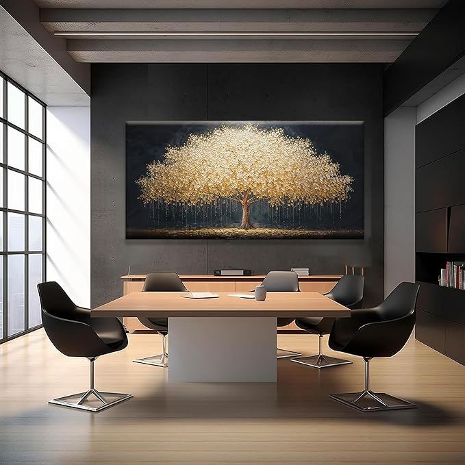 Tsomzxng Abstract Wall Art Gold Tree Of Life Artwork Canvas Art Wall Decor Painting Prints Gold Tree Large Abstract Wall Decor Picture For Living Room Bedroom Home Office Artwork 29"X 58"