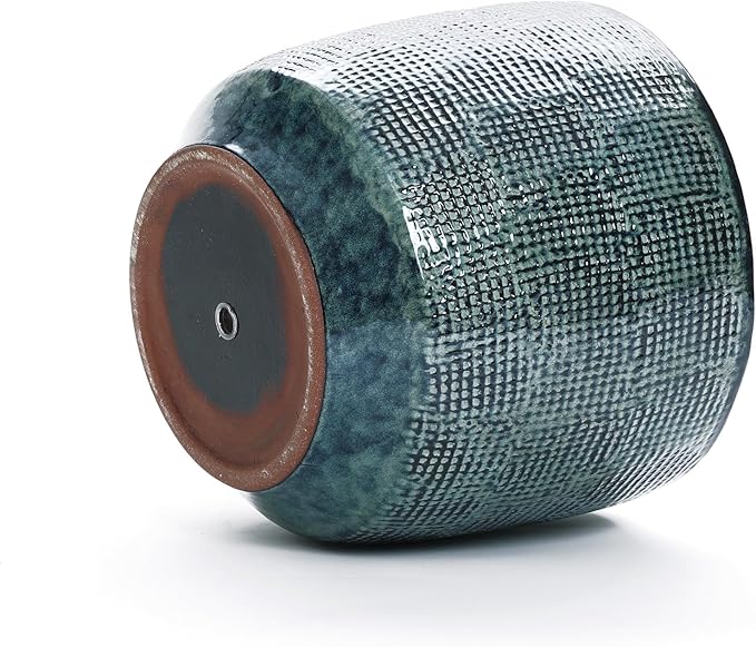 LuxenHome 15.5" Dia Large Ceramic Pots for Plants, Modern Green Glazed Planters for Outdoor Plants, Round Indoor Flower Pots with Drainage Hole and Rubber Plug for Home Garden Patio