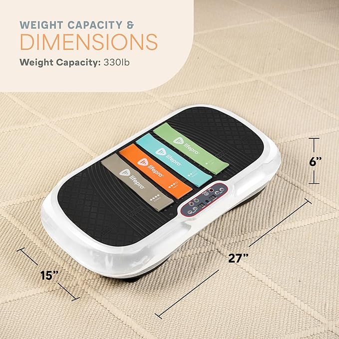 Lifepro Waver Vibration Plate Exercise Machine – High-Intensity Vibration for Muscle Activation, Full-Body Workout Vibrating Platform with Loop Bands, Fitness Equipment for Strength Toning & Fat Loss
