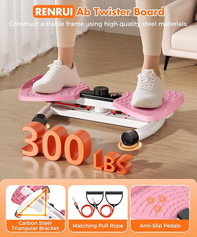 Waist Twisting Machine Fitness Tool, Ab Twister Board with the Smart LED Digital Monitor, 300LBS Capacity & 20dB Ultra-Quiet, Anti-Slip Home Gym Workout Equipment for Women Belly Fat