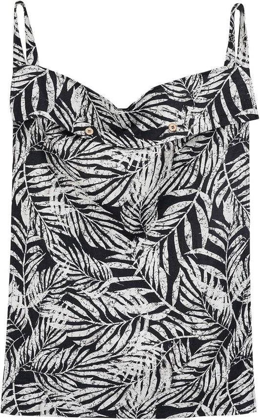 Linen Hanging Laundry Bag, 100% Linen Leaf Print Over The Door Laundry Hamper with Buttons and Zipper, Space Saving Door Hampers for Laundry Dirty Clothes Home Travel, Black, 19.7x27.5inches