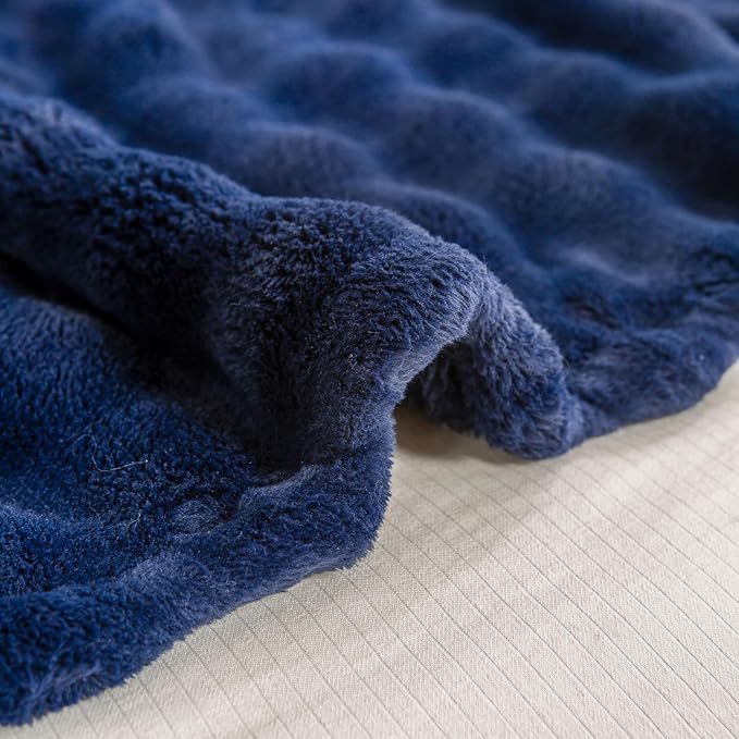 YUSOKI Luxury 3D Bubble Throw Blanket 2lb,All Ages,Home Decoration, (Navy,50 * 60inches)
