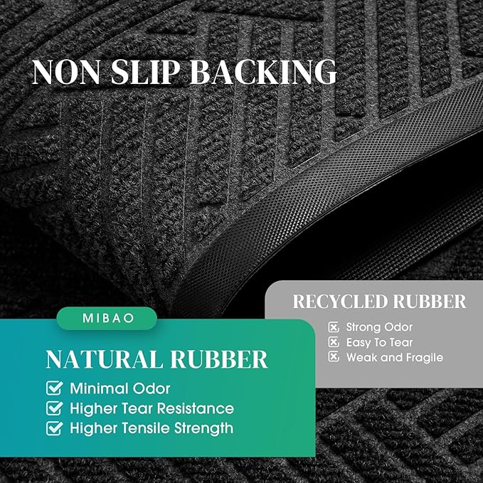 Mibao Front Door Mat Outside Entrance, Durable Outdoor Indoor Mat, Low Profile Heavy Duty Doormat, Non-Slip, Traps Dirt and Moisture, Easy Clean Patio Porch Entryway Mat, 47" x 32", Grey