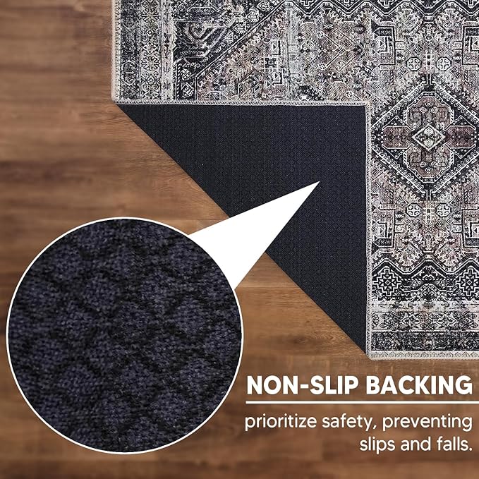 Keen Home Design 10x14 Rug - Machine Washable Area Rug with Non-Slip Backing, Ideal for Living Room, Dining Room, Bedroom - Vintage, Easy Clean, Durable, Low Pile Rug - (9'7" x 14')