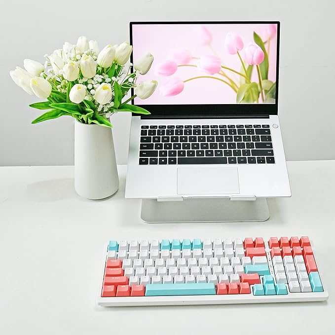 Mandy's Artificial Tulips 20 Stems White with 3pcs White Baby's Breath PU Faux Flowers for Wedding Home Decor 13.5 Inch