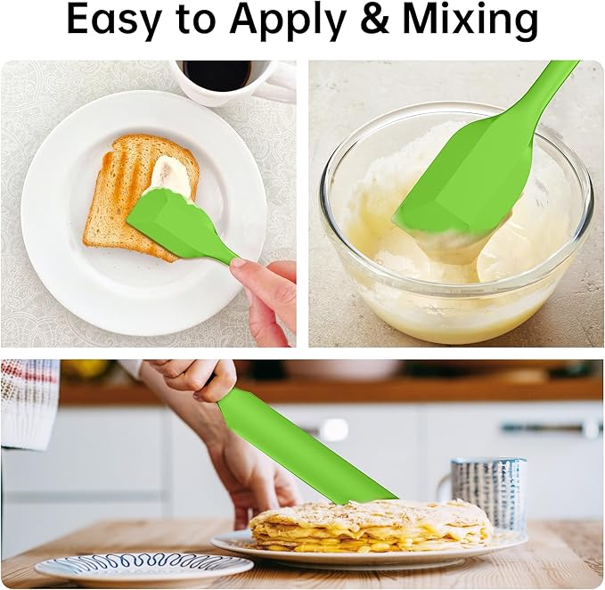 Barsone 5-Piece Silicone Spatula Set( Heat Resistant 446°F Food Grade BPA Free, Nonstick Cookware Safe Dishwasher Safe Kitchen Tools for Baking, Cooking, Stirring, Green)