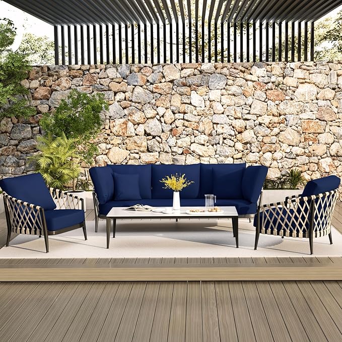 hyha Waterproof Couch Cushion Covers, Stretch Sofa Couch Seat Slipcover for Dog Washable, Non-Slip Waterproof Outdoor Cushion Covers for Patio Furniture Replacement (2 Pieces, Navy)