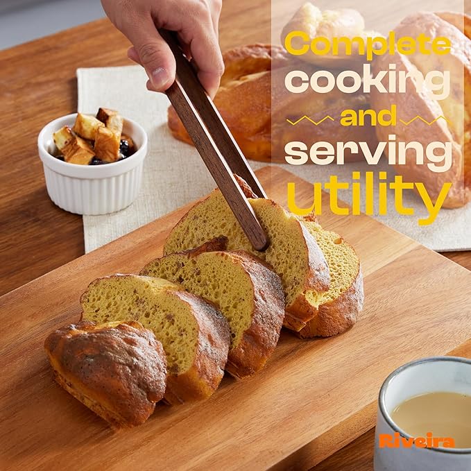 Riveira Teak Wooden Spoons for Cooking Set of 9 – Natural Teak Wooden Cooking Utensils, Wooden Spatula, Wooden Spoon - Premium Quality Wooden Utensil Set for Non-Toxic Cooking