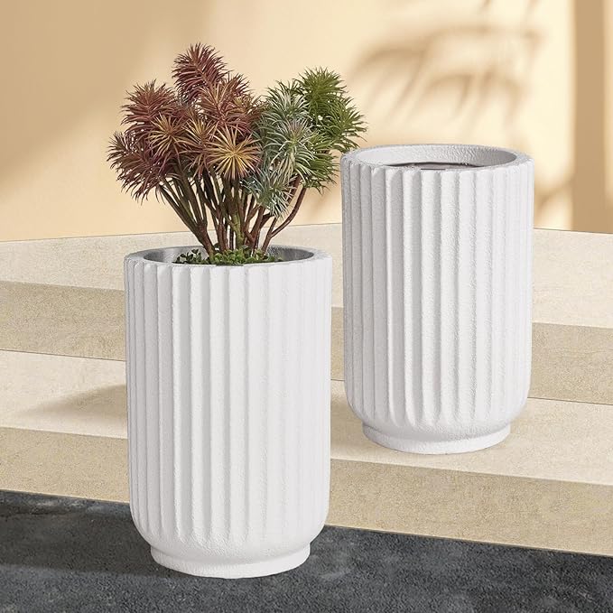 Classic Roman Column Style Planter | 20" Tall | Black & White Options | Ideal for Entrance & Living Room Corner | Durable Fiberglass Composite