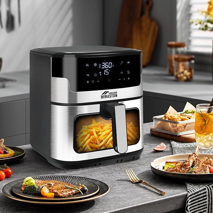 8.5QT Air Fryer, Family Size Digital Air Fryers, Nonstick Square Basket, Smart Touchscreen with 8-Preset, Air Frying, Reheat Leftovers, Party Food, Fast Cooking, Dishwasher-Safe, for Kitchen