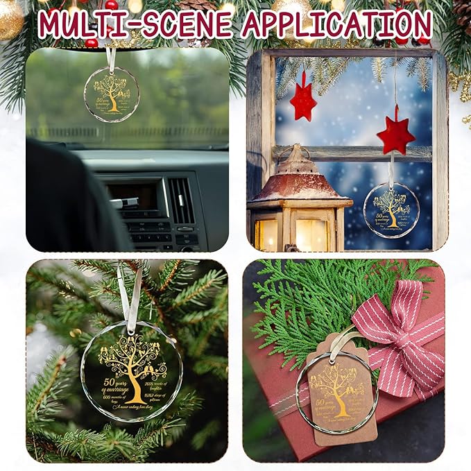 50th Wedding Anniversary Ornament, 50th Anniversary Wedding Gift, 50 Years As Mr. & Mrs. Gift for 50 Years Couple Husband Wife Married Parents Grandparents Friends - Glass Ornament 3"