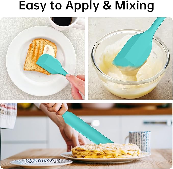 Barsone 5-Piece Silicone Spatula Set( Heat Resistant 446°F Food Grade BPA Free, Nonstick Cookware Safe Dishwasher Safe Kitchen Tools for Baking, Cooking, Stirring, Blue)