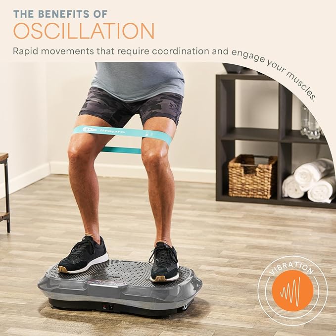 Lifepro Waver Vibration Plate Exercise Machine – High-Intensity Vibration for Muscle Activation, Full-Body Workout Vibrating Platform with Loop Bands, Fitness Equipment for Strength Toning & Fat Loss